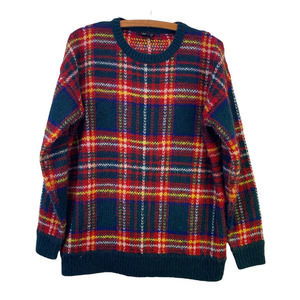Topshop Plaid Angora Blend Sweater Oversized  us2